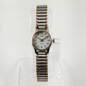 Timex Women's Petite Watch, Silver and Gold Tone, Stretch Strap