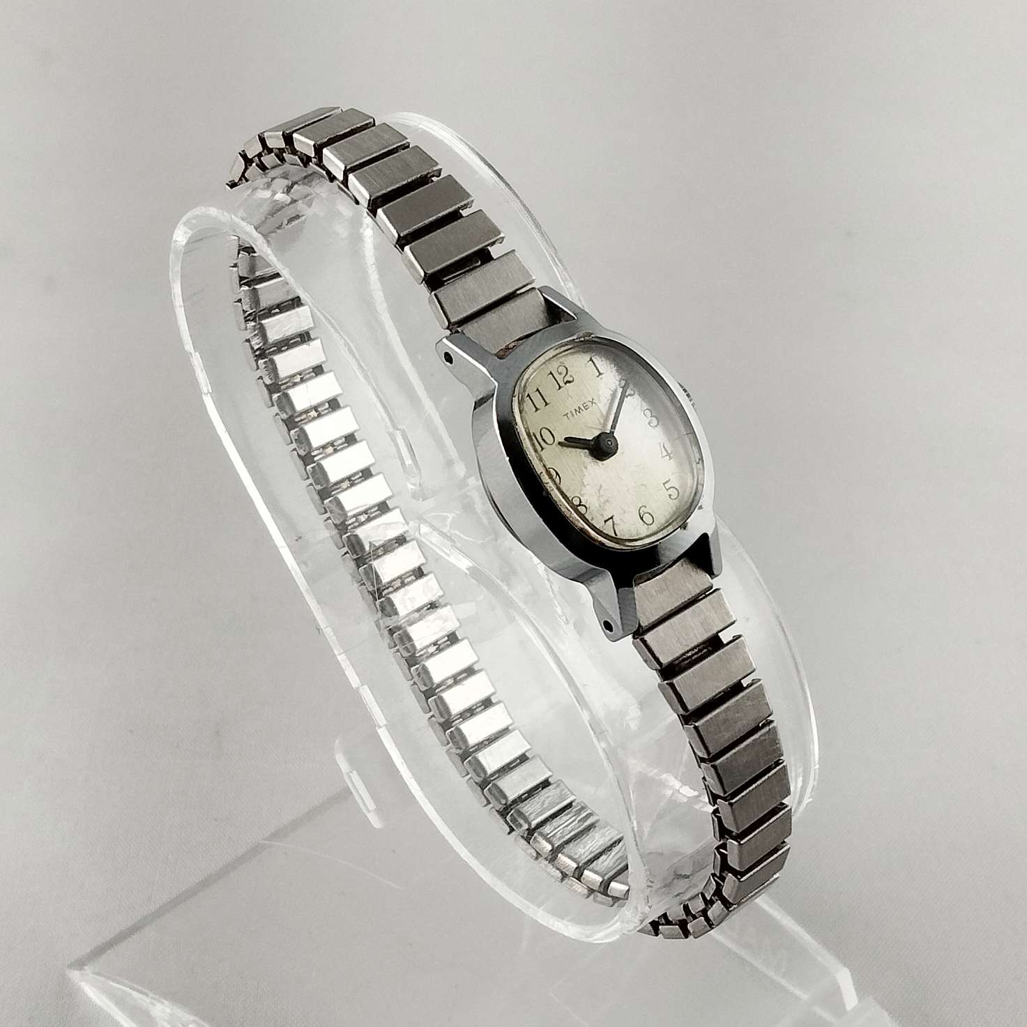 Timex Women's Watch, Oval Dial, Silver Tone, Stretch Strap