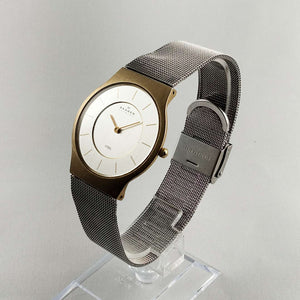Skagen Men's Stainless Steel Watch, Gold Tone Details, Mesh Strap