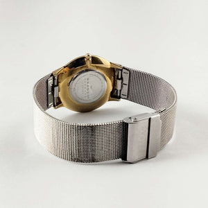 Skagen Men's Stainless Steel Watch, Gold Tone Details, Mesh Strap