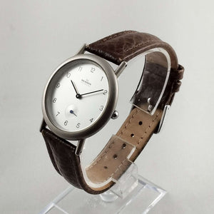 Skagen Men's Stainless Steel Watch, White Dial, Brown Leather Strap