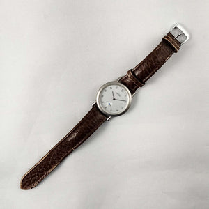 Skagen Men's Stainless Steel Watch, White Dial, Brown Leather Strap