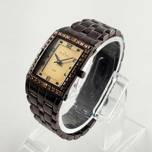 Skagen Women's Stainless Steel Watch, Jewel Details, Brown Bracelet Strap