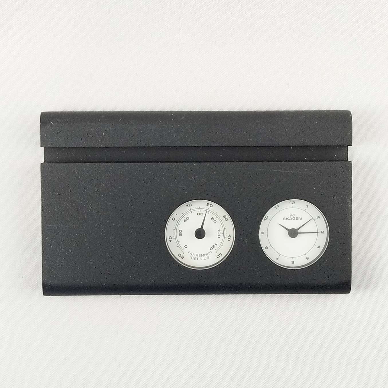 Skagen Desk Clock Business Card Holder with Temperature Dial