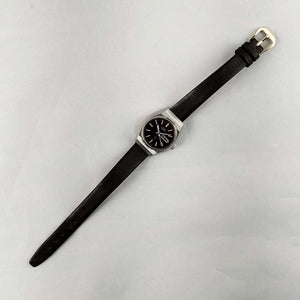 Seiko Unisex Watch, Black Dial, Dark Brown Leather Strap