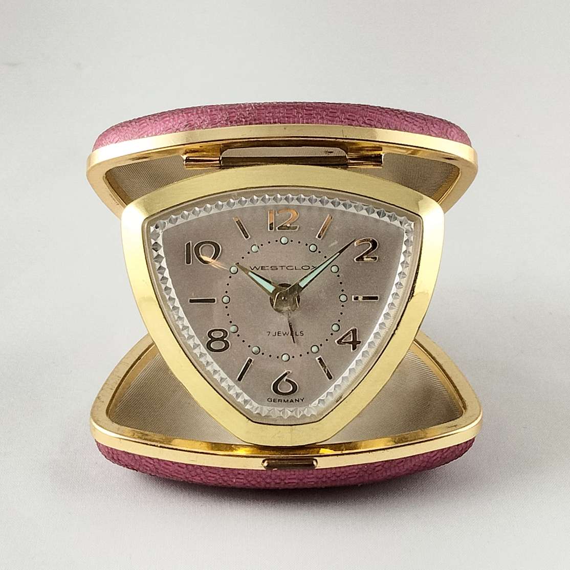 Westclox 7 Jewels Travel Clock, Pink Fabric Case