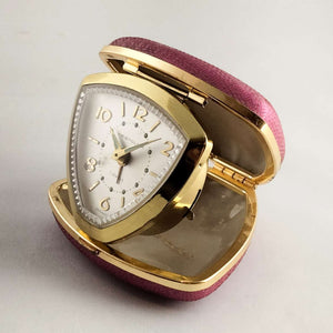 Westclox 7 Jewels Travel Clock, Pink Fabric Case