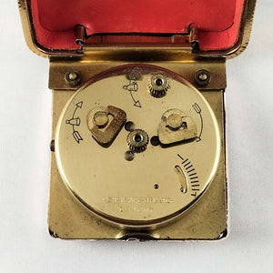 Rensie Wind Up Travel Alarm Clock, Red and Gold Tone Case