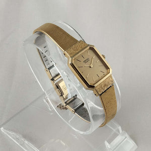Seiko Women's Petite Gold Tone Watch, Octagonal Dial, Mesh Strap