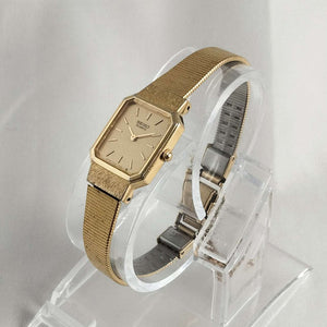 Seiko Women's Petite Gold Tone Watch, Octagonal Dial, Mesh Strap