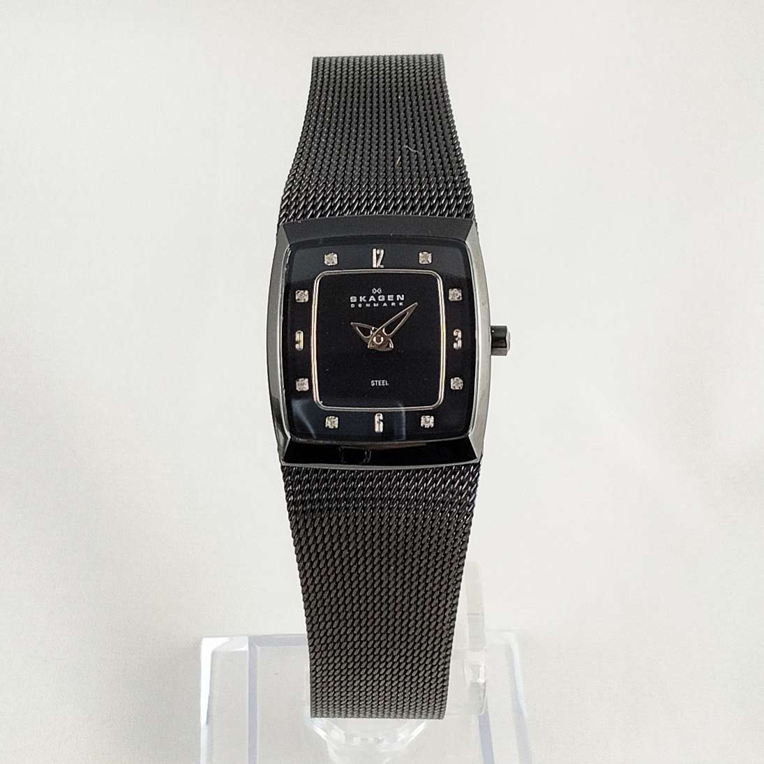 Skagen Women's Watch, Jewel Hour Markers, Black Mesh Strap