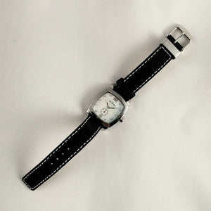 Skagen Unisex Watch, Mother of Pearl Dial with Jewel Hour Markers, Black Suede Strap