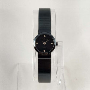 Skagen Women's Petite Watch, Black Dial, Black Mesh Strap