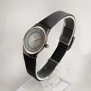 Skagen Women's Watch, Dark Gray Dial and Mesh Strap, Rose Gold Tone Accents