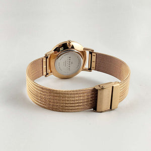 Skagen Women's Oversized Watch, Mother of Pearl Dial, Rose Gold Tone Details, Mesh Strap