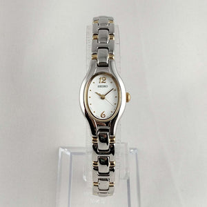 Seiko Women's Watch, Oval Dial, Silver and Gold Tone Details, Bracelet Strap