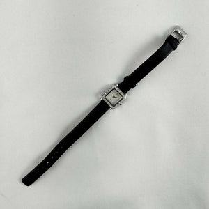 Skagen Women's Petite Watch, Mother of Pearl Dial, Black Genuine Leather Strap