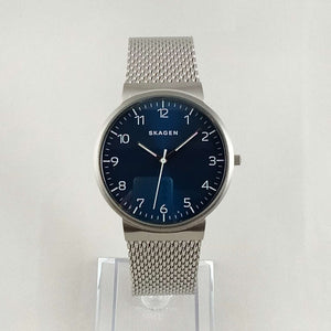 Skagen Men's Oversized Watch, Navy Dial, Mesh Strap