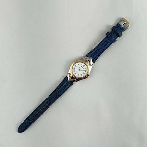 Seiko Unisex Watch, White Dial, Blue and Black Leather Strap