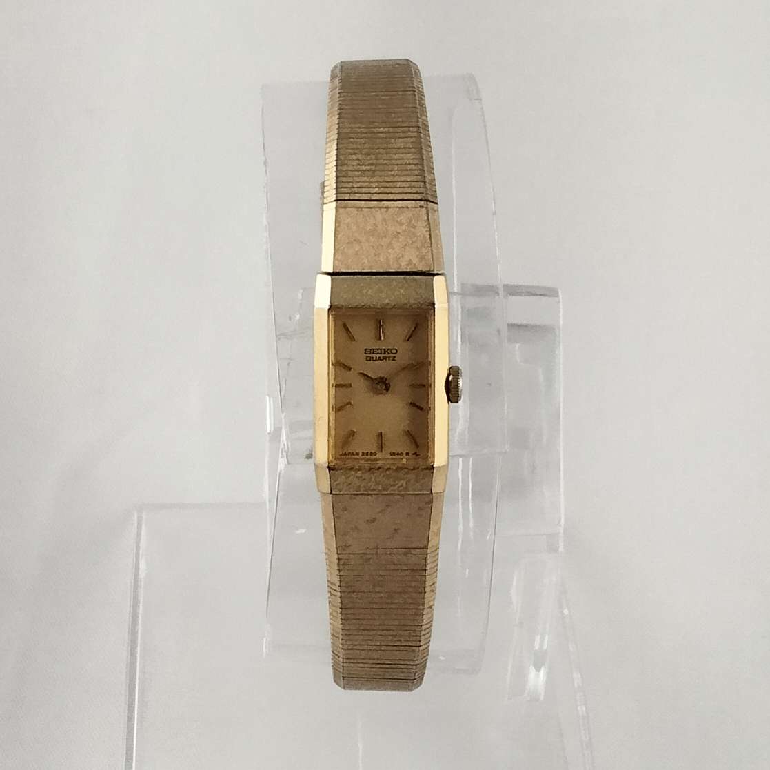 Seiko Women's Petite Gold Tone Watch, Rectangular Dial, Bracelet Strap