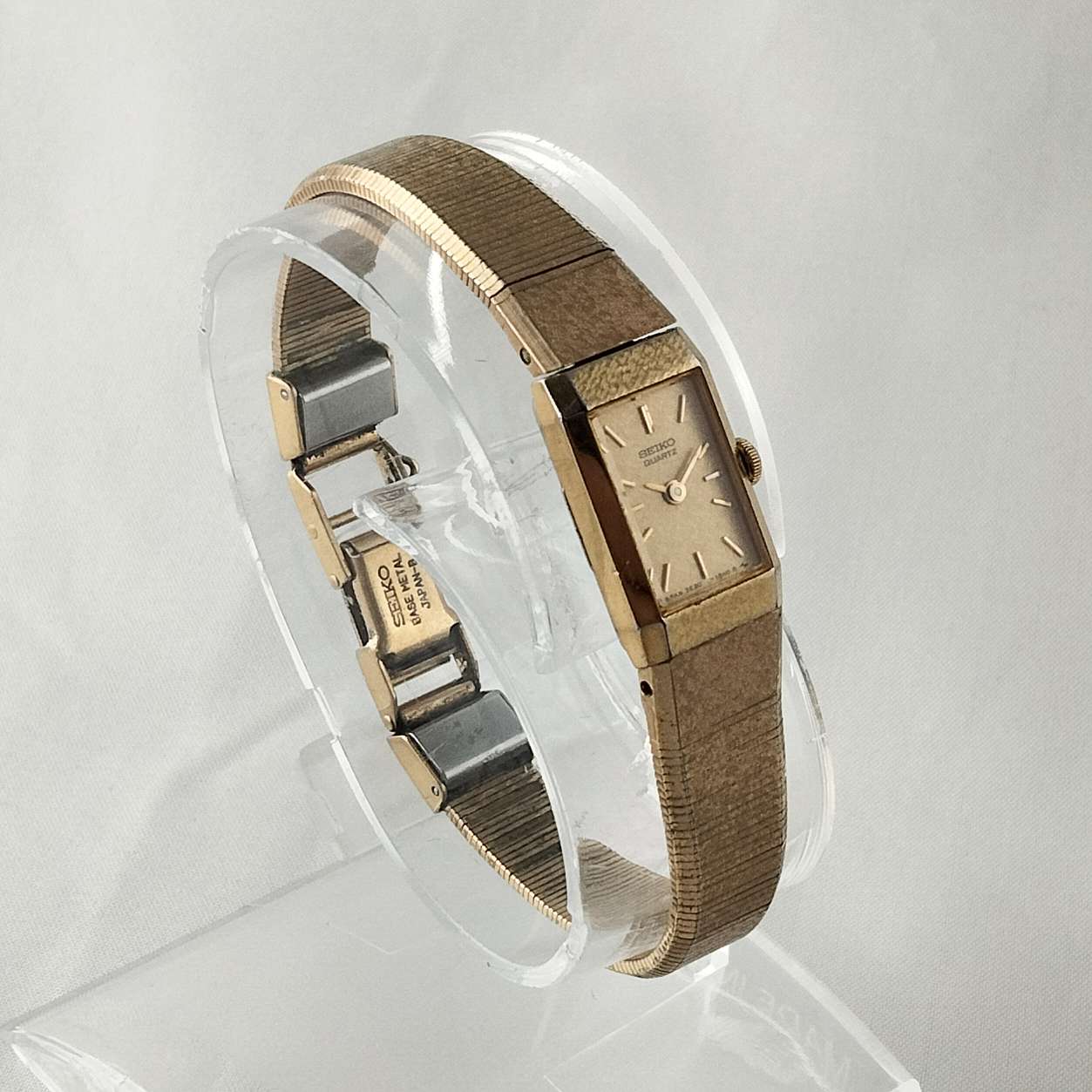 Seiko Women's Petite Gold Tone Watch, Rectangular Dial, Bracelet Strap