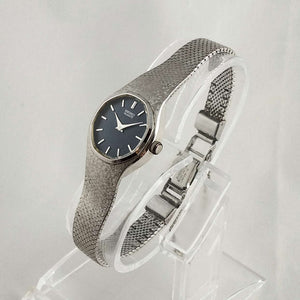 Seiko Unisex Silver Tone Watch, Navy Dial, Textured Strap