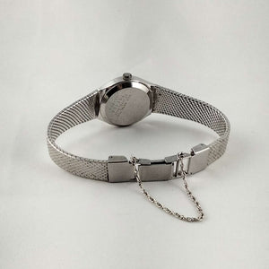 Seiko Unisex Silver Tone Watch, Navy Dial, Textured Strap
