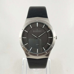 Skagen Oversized Men's Watch, Dark Gray Dial, Genuine Leather Strap