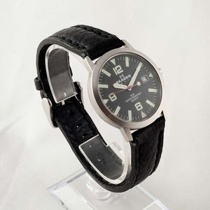 Skagen Men's Watch, Glow in the Dark Details, Black Genuine Leather Strap