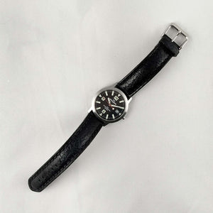 Skagen Men's Watch, Glow in the Dark Details, Black Genuine Leather Strap