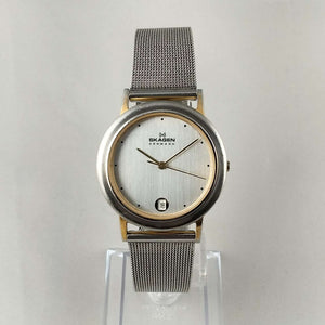 Skagen Oversized Unisex Watch, Gold Tone Details, Mesh Strap