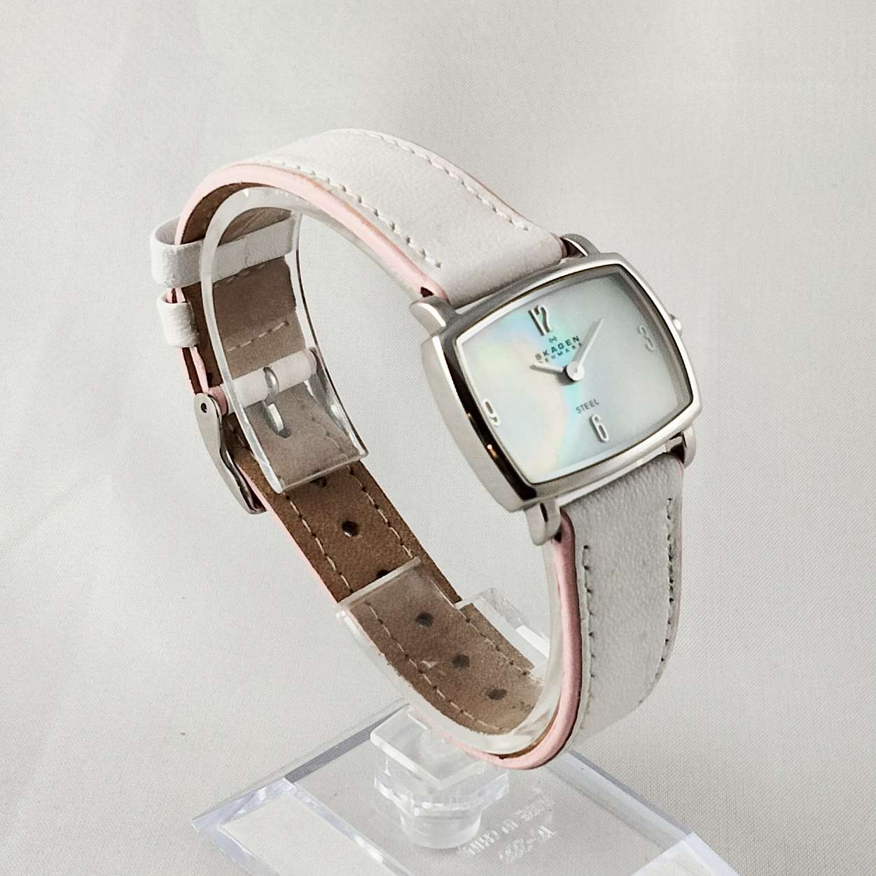 Skagen Titanium Watch Mother of Pearl Dial Bracelet Strap I Like Mikes Mid Century Modern