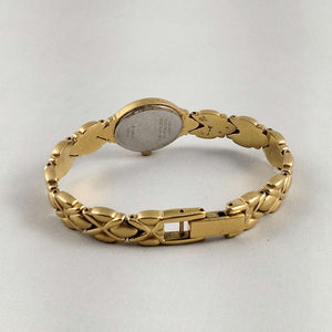Carvelle by Bulova Gold Tone Women's Watch, Jeweled Oval Dial, Linked Bracelet Strap