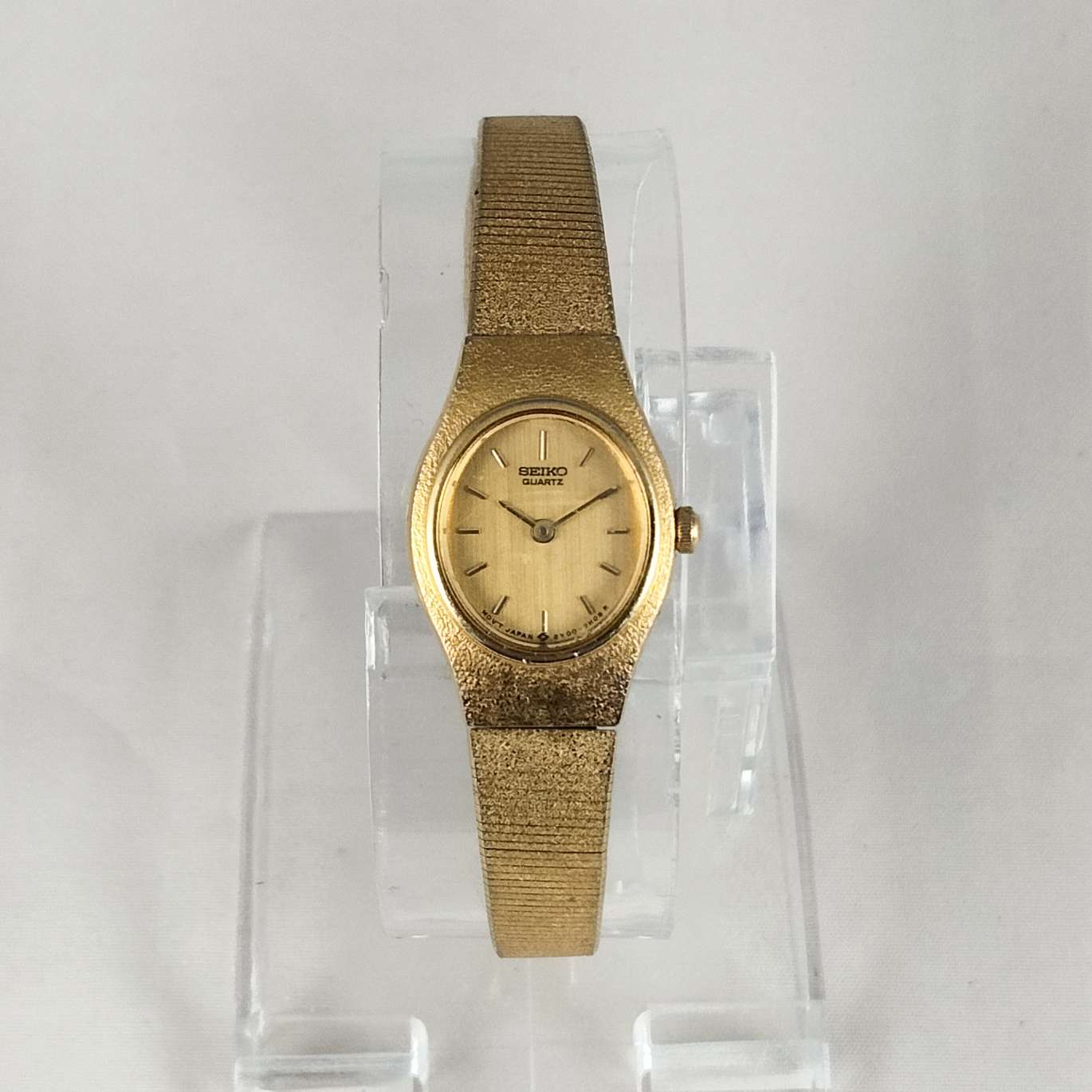 Seiko Petite Watch, Gold Tone Details, Oval Dial, Link Strap