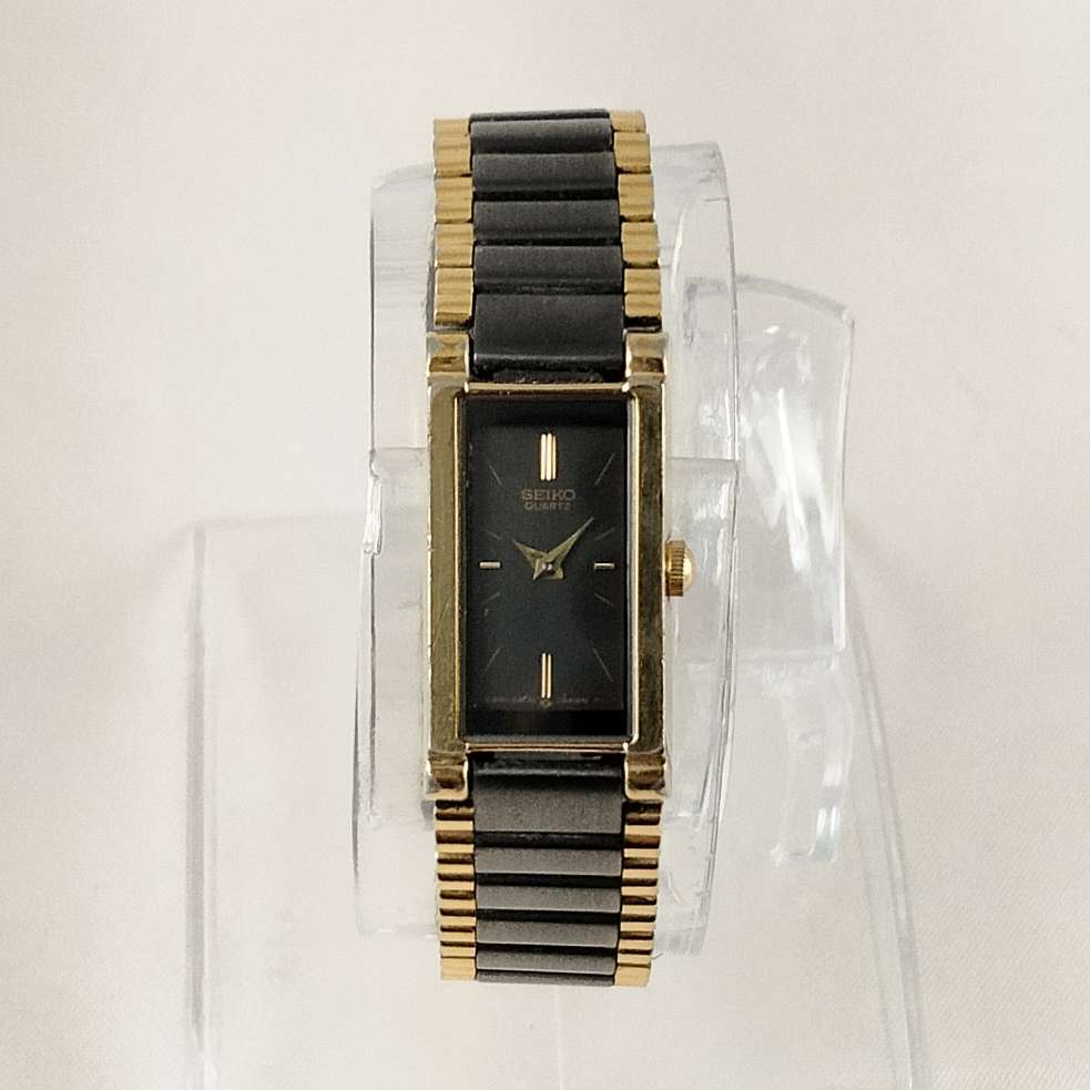 Seiko Petite Watch, Dark Gray and Gold Tone Details