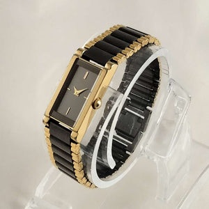 Seiko Petite Watch, Dark Gray and Gold Tone Details