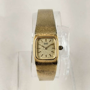 Seiko Quartz Watch, Square Dial, Gold Tone, Mesh Strap