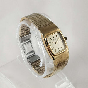 Seiko Quartz Watch, Square Dial, Gold Tone, Mesh Strap