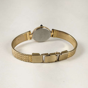 Seiko Quartz Watch, Black Oval Dial, Mesh Strap