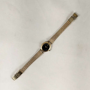 Seiko Quartz Watch, Black Oval Dial, Mesh Strap
