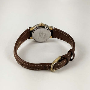 Seiko Sonic Quartz Watch, Textured Bezel Detail, Brown Leather Strap
