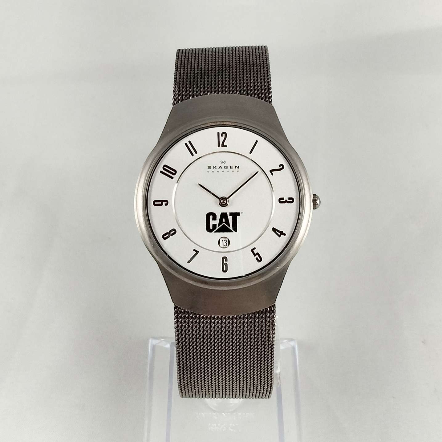 Skagen Watch Caterpillar Construction Logo Mesh Strap I Like Mikes Mid Century Modern