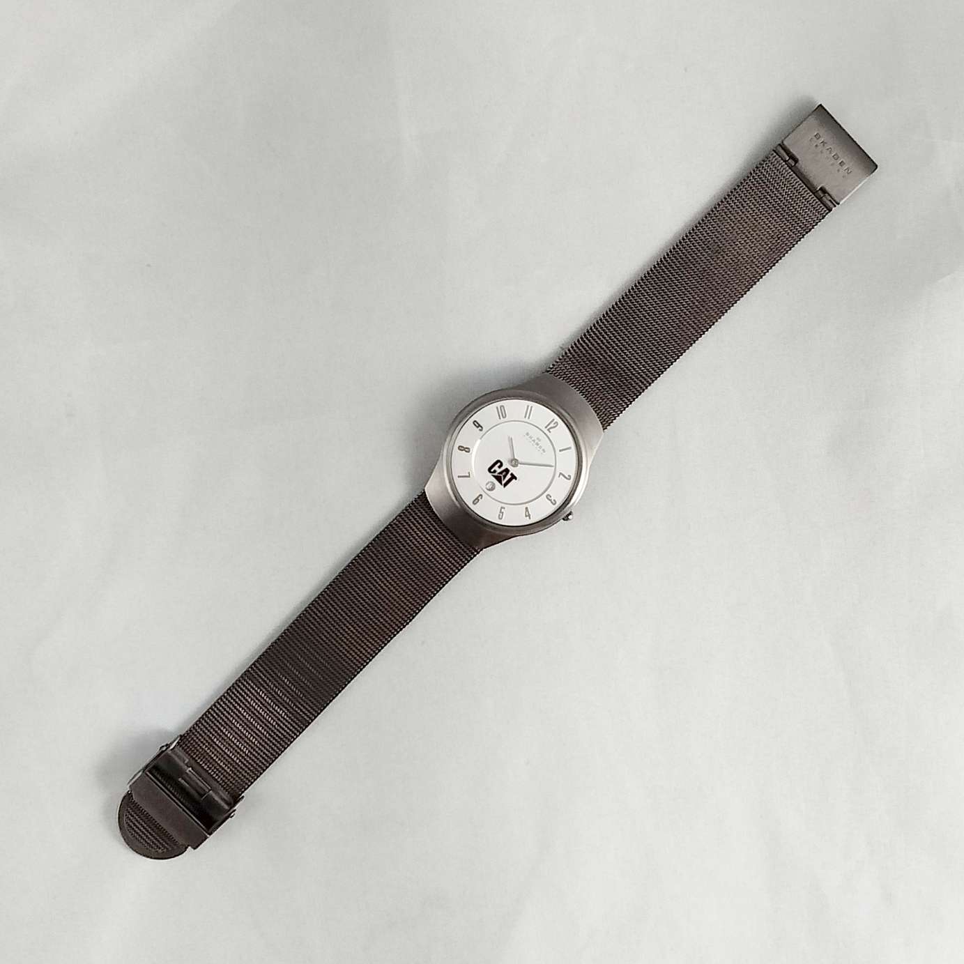 Skagen Watch Caterpillar Construction Logo Mesh Strap I Like Mikes Mid Century Modern