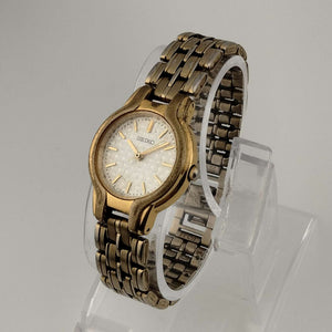 Seiko Petite Gold Tone Watch, Quilted Face Detail, Bracelet Strap
