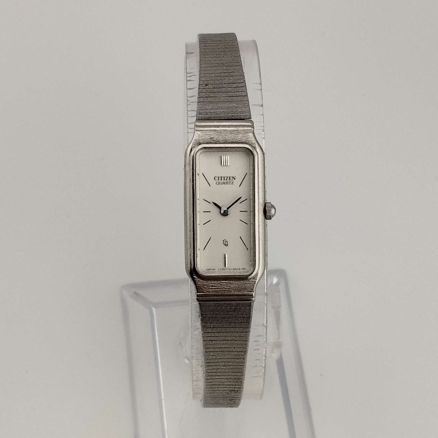 Citizen Quartz Ladies Silver Tone Watch, Elongated Rectangular Dial, Bracelet Strap