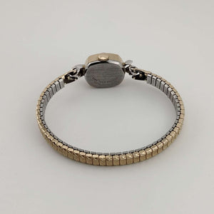 Croton Petite Watch, Gold Tone, Oval Dial, Bezel Leaf Detail, Stretch Strap