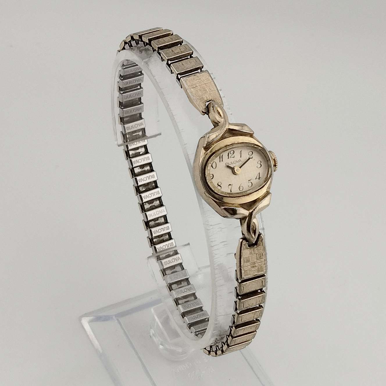 Bulova Quartz Petite Gold Tone Watch, Oval Dial, Stretch Strap