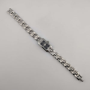 Bulova Women's Watch, Silver Tone, Black Rectangular Dial, Bracelet Strap