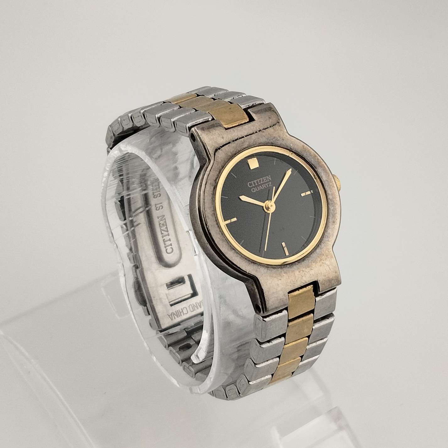 Citizen Petite Women's Silver Tone Watch, Circular Black Dial, Bracelet Strap