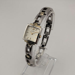 Citizen Quartz Silver Tone Watch, Gold Tone Details, Square Dial, Link Strap